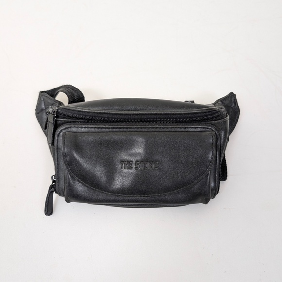 The Stone Leather Fanny Pack Belt Bag Pockets Adjustable Buckle Black - Picture 6 of 10